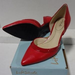 Life Stride Saldana Red 10w 10 Wide D'orsay Pumps Heels